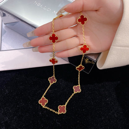 ˇGilded EraˇCLOVER 10 MOTIFS CARNELIAN NECKLACE