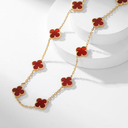 ˇGilded EraˇCLOVER 10 MOTIFS CARNELIAN NECKLACE