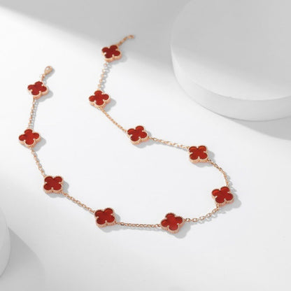 ˇGilded EraˇCLOVER 10 MOTIFS CARNELIAN NECKLACE
