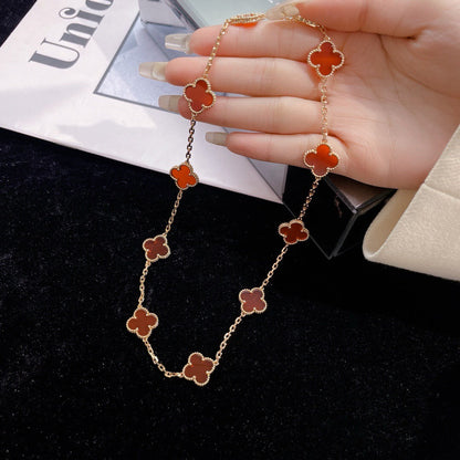 ˇGilded EraˇCLOVER 10 MOTIFS CARNELIAN NECKLACE