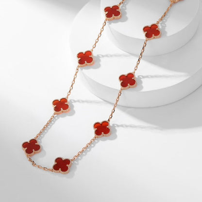 ˇGilded EraˇCLOVER 10 MOTIFS CARNELIAN NECKLACE