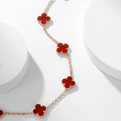 ˇGilded EraˇCLOVER 10 MOTIFS CARNELIAN NECKLACE
