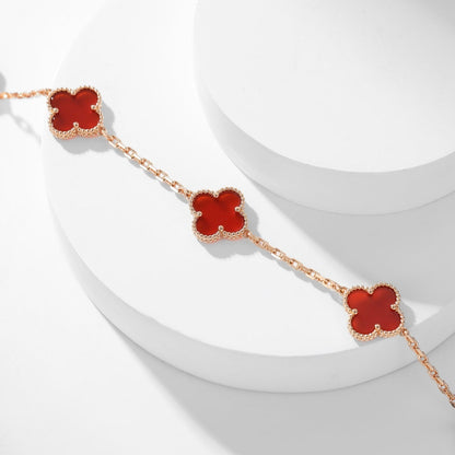 ˇGilded EraˇCLOVER 10 MOTIFS CARNELIAN NECKLACE