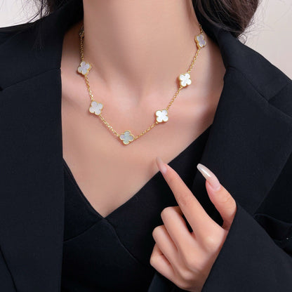 ˇGilded EraˇCLOVER 10 MOTIFS WHITE MOTHER OF PEARL NECKLACE
