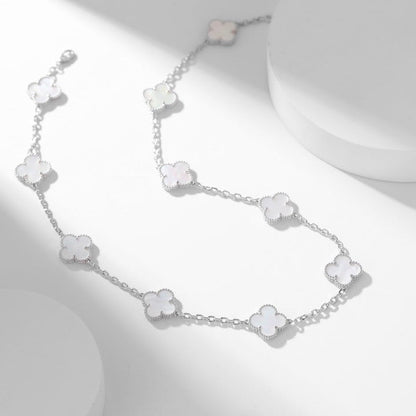 ˇGilded EraˇCLOVER 10 MOTIFS WHITE MOTHER OF PEARL NECKLACE