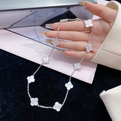 ˇGilded EraˇCLOVER 10 MOTIFS WHITE MOTHER OF PEARL NECKLACE