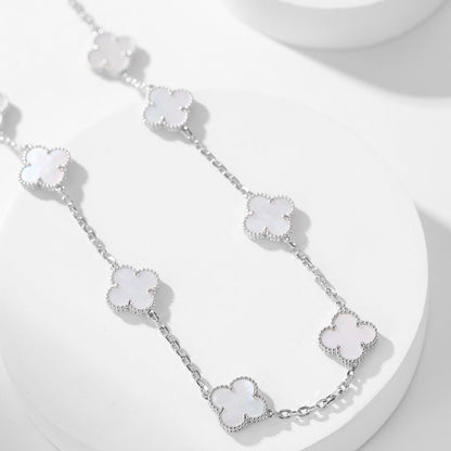 ˇGilded EraˇCLOVER 10 MOTIFS WHITE MOTHER OF PEARL NECKLACE