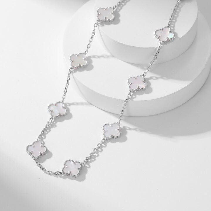 ˇGilded EraˇCLOVER 10 MOTIFS WHITE MOTHER OF PEARL NECKLACE