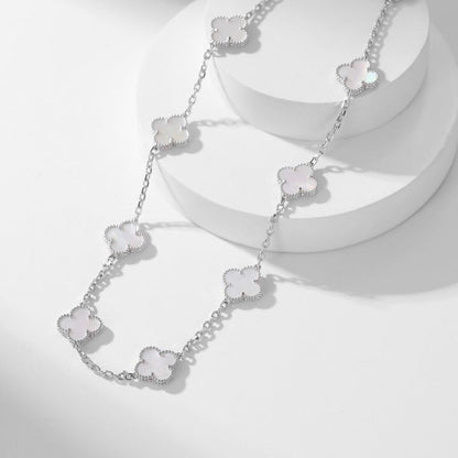 ˇGilded EraˇCLOVER 10 MOTIFS WHITE MOTHER OF PEARL NECKLACE