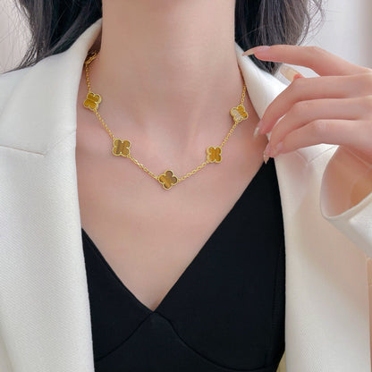 ˇGilded EraˇCLOVER 10 MOTIFS TIGER EYE NECKLACE