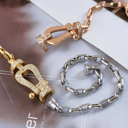 ˇGilded EraˇFORCE LARGE HORSESHOE CLASP  METAL BRACELET