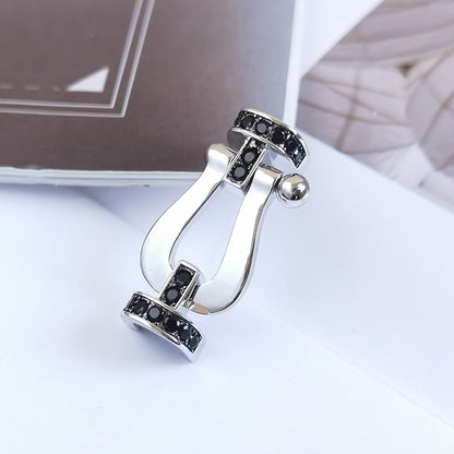 ˇGilded EraˇFORCE LARGE HORSESHOE BLACK DIAMOND BRACELET SILVER