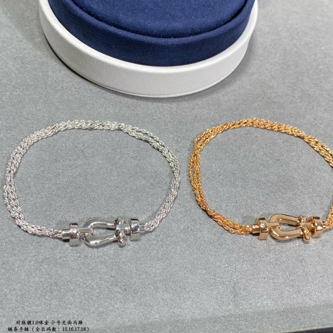 ˇGilded EraˇFORCE SMALL HORSESHOE  DIAMOND CHAIN ROPE BRACELET