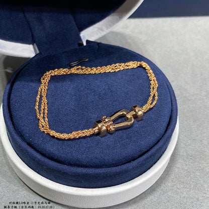 ˇGilded EraˇFORCE SMALL HORSESHOE  DIAMOND CHAIN ROPE BRACELET