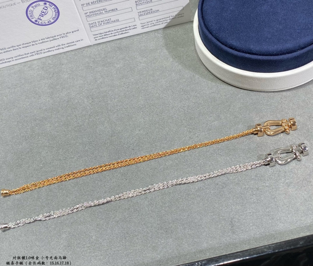 ˇGilded EraˇFORCE SMALL HORSESHOE  DIAMOND CHAIN ROPE BRACELET