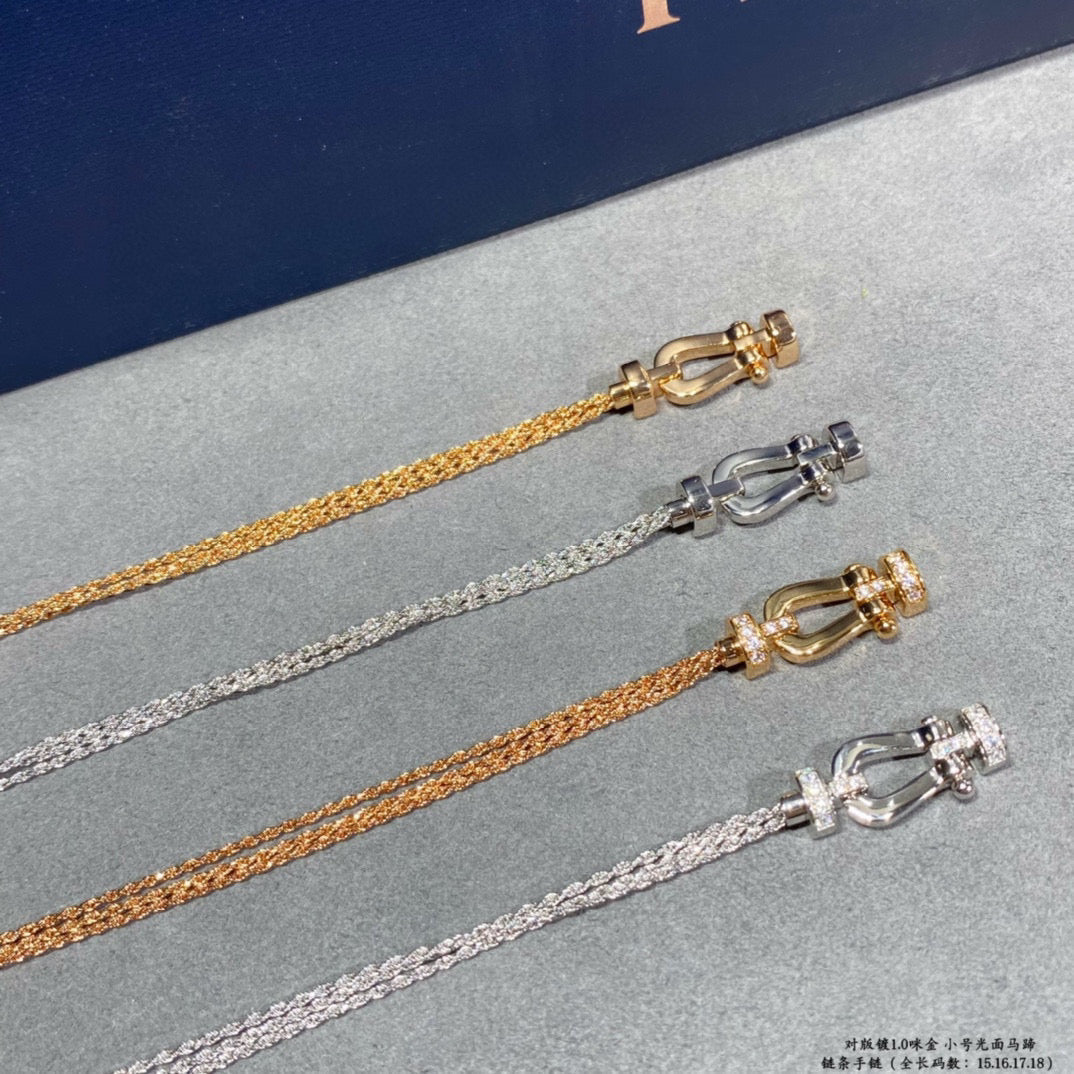 ˇGilded EraˇFORCE SMALL HORSESHOE  DIAMOND CHAIN ROPE BRACELET