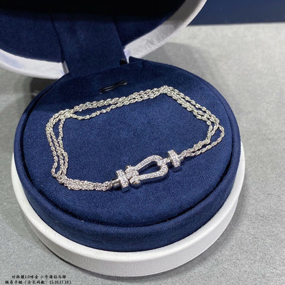 ˇGilded EraˇFORCE SMALL HORSESHOE  DIAMOND CHAIN ROPE BRACELET