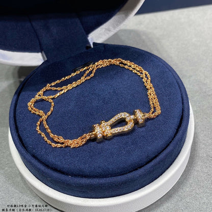 ˇGilded EraˇFORCE SMALL HORSESHOE  DIAMOND CHAIN ROPE BRACELET