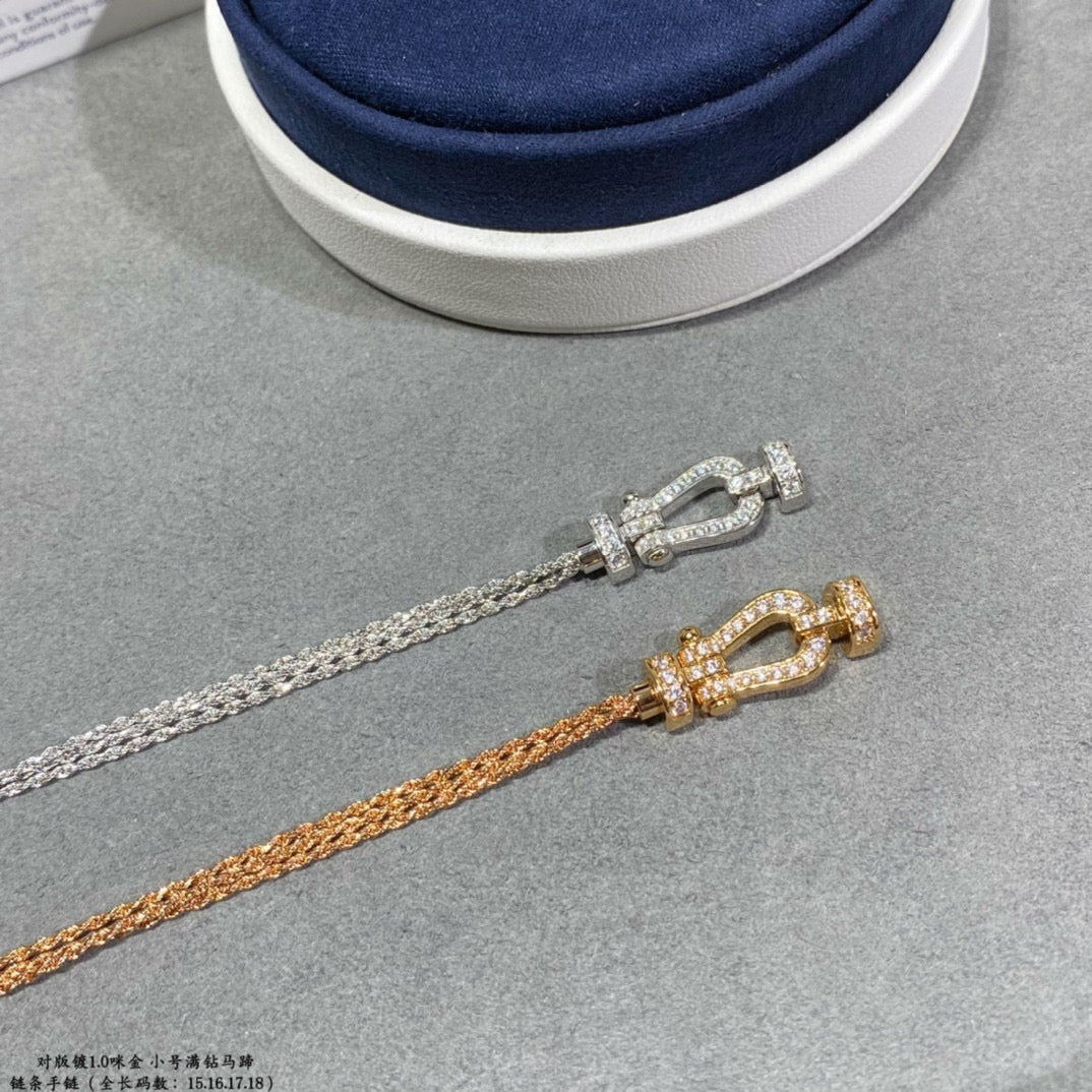 ˇGilded EraˇFORCE SMALL HORSESHOE  DIAMOND CHAIN ROPE BRACELET