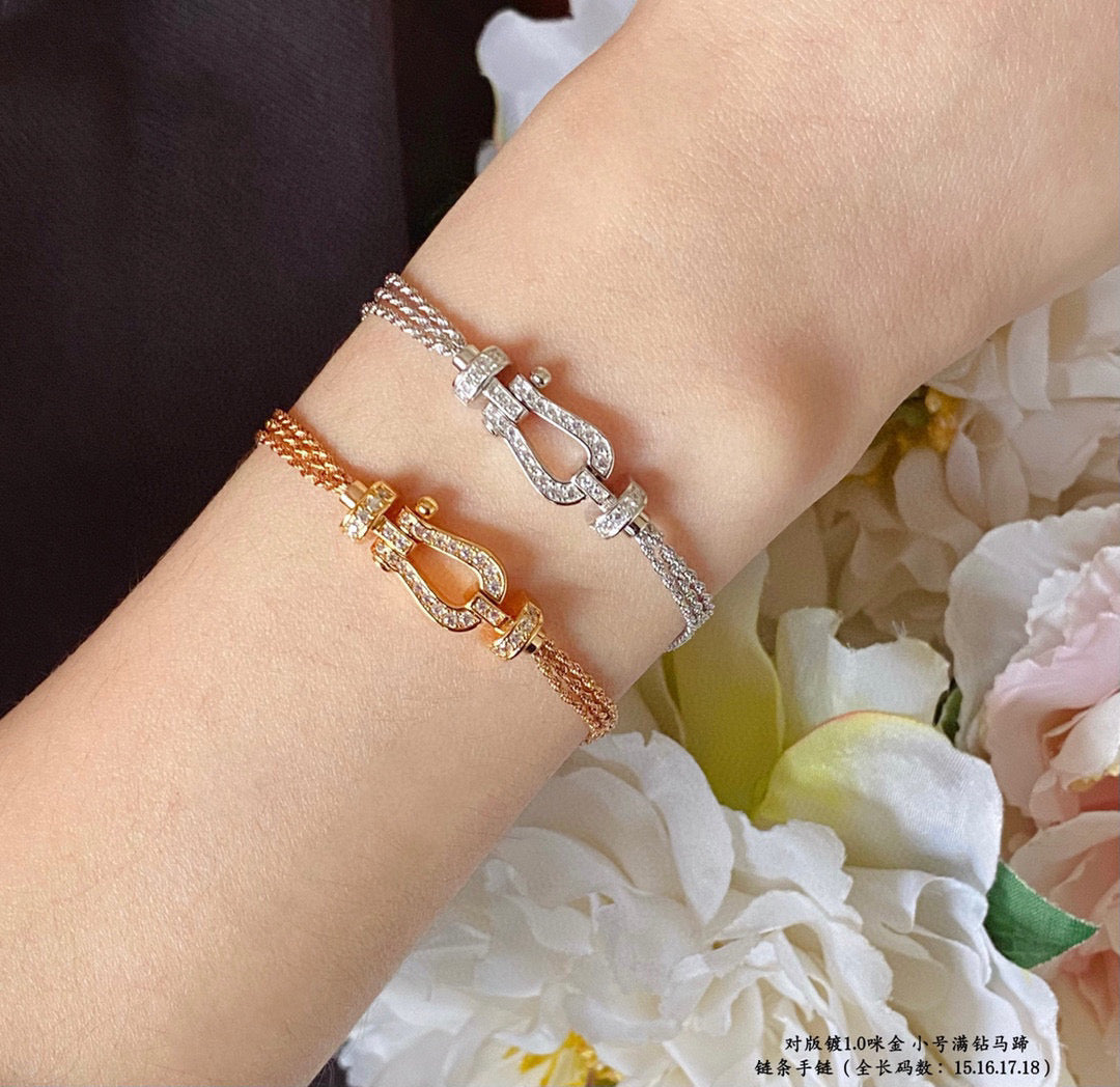 ˇGilded EraˇFORCE SMALL HORSESHOE  DIAMOND CHAIN ROPE BRACELET