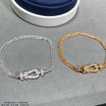 ˇGilded EraˇFORCE SMALL HORSESHOE  DIAMOND CHAIN ROPE BRACELET