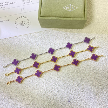 ˇGilded EraˇCLOVER  5 MOTIFS  PURPLE VIOLET BRACELET