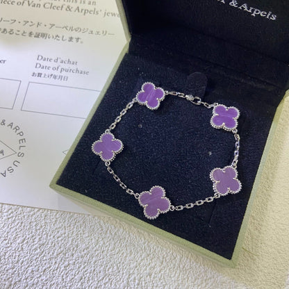 ˇGilded EraˇCLOVER  5 MOTIFS  PURPLE VIOLET BRACELET