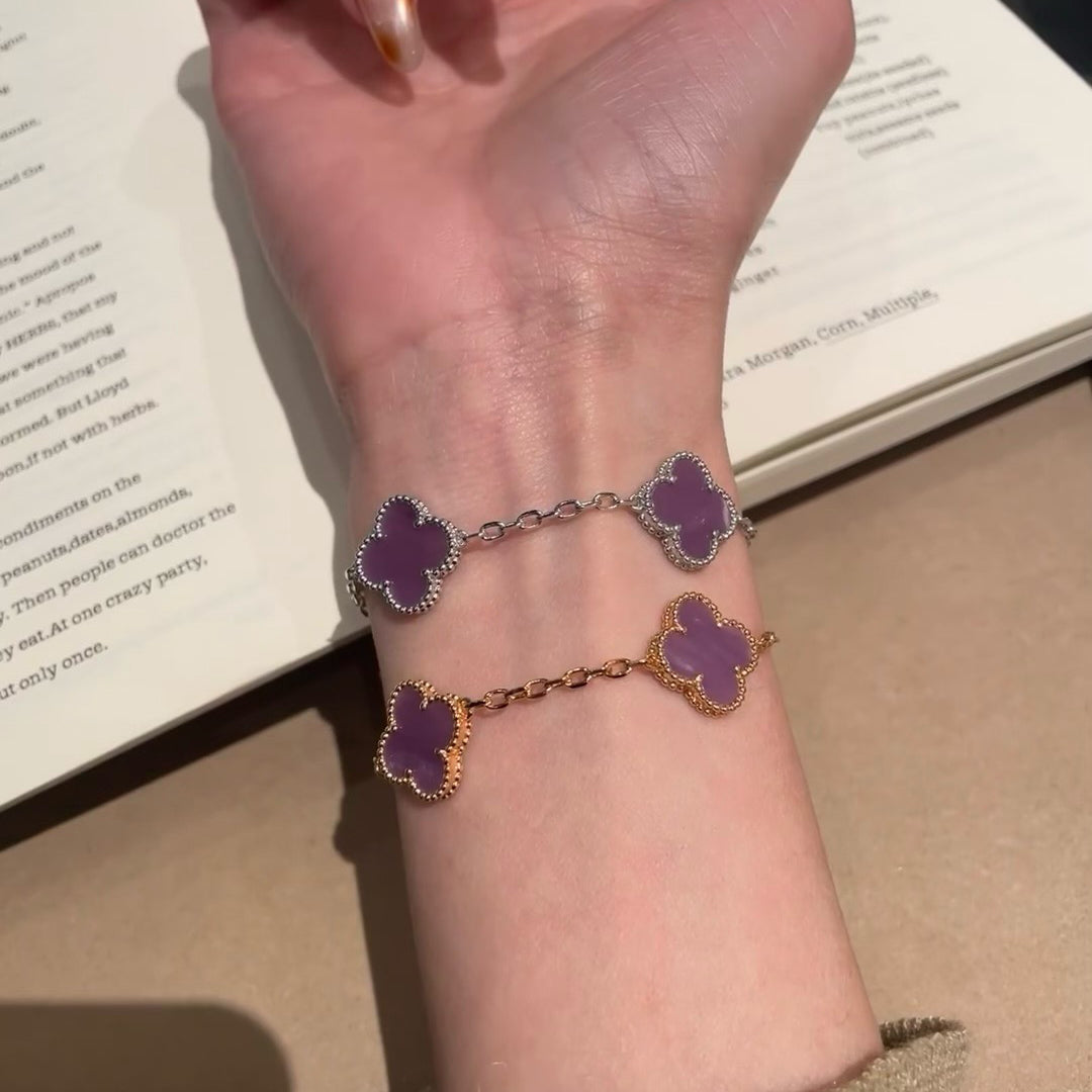 ˇGilded EraˇCLOVER  5 MOTIFS  PURPLE VIOLET BRACELET