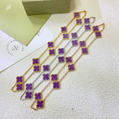 ˇGilded EraˇCLOVER 10 MOTIFS  PURPLE VIOLET  NECKLACE
