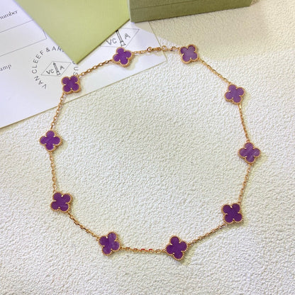 ˇGilded EraˇCLOVER 10 MOTIFS  PURPLE VIOLET  NECKLACE