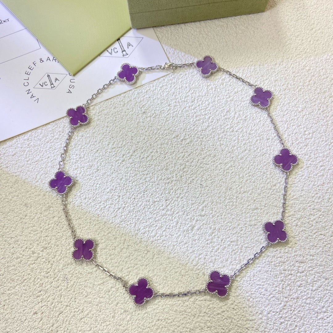 ˇGilded EraˇCLOVER 10 MOTIFS  PURPLE VIOLET  NECKLACE