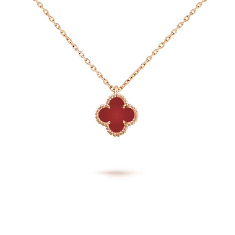 ˇGilded EraˇCLOVER MINI 9.5MM WHITE CARNELIANS NECKLACE