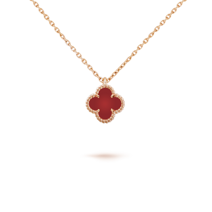 ˇGilded EraˇCLOVER MINI 9.5MM WHITE CARNELIANS NECKLACE