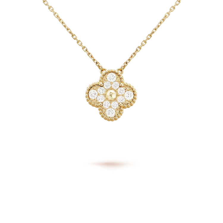 ˇGilded EraˇCLOVER 15MM DIAMOND SINGLE FLOWER NECKLACE