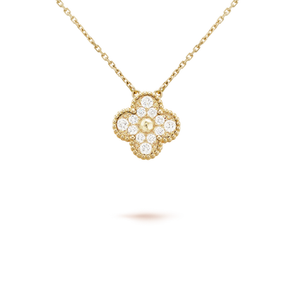 ˇGilded EraˇCLOVER 15MM DIAMOND SINGLE FLOWER NECKLACE