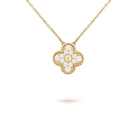 ˇGilded EraˇCLOVER 15MM DIAMOND SINGLE FLOWER NECKLACE