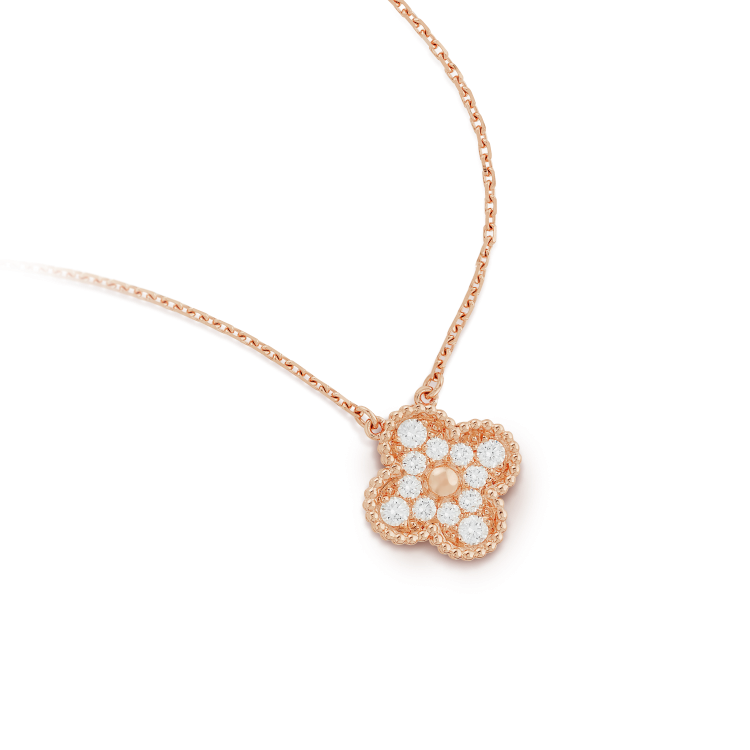 ˇGilded EraˇCLOVER 15MM DIAMOND SINGLE FLOWER NECKLACE