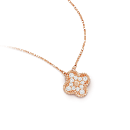 ˇGilded EraˇCLOVER 15MM DIAMOND SINGLE FLOWER NECKLACE