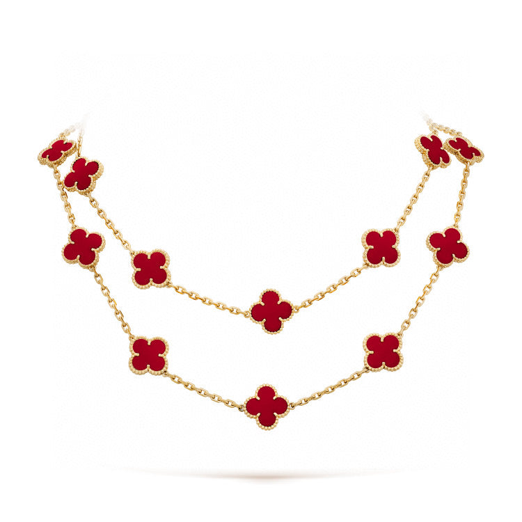 ˇGilded EraˇCLOVER 20 MOTIFS CARNELIAN NECKLACE