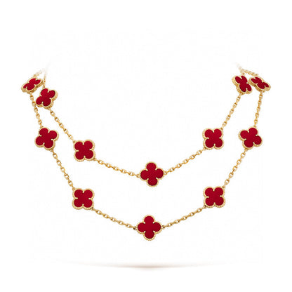 ˇGilded EraˇCLOVER 20 MOTIFS CARNELIAN NECKLACE