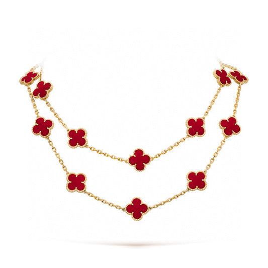 ˇGilded EraˇCLOVER 20 MOTIFS CARNELIAN NECKLACE