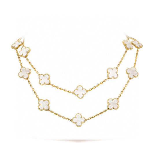 ˇGilded EraˇCLOVER 20 MOTIFS WHITE MOP NECKLACE