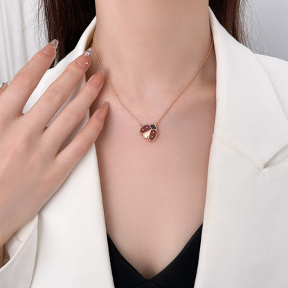 ˇGilded EraˇLUCKY  CARNELIANS LADYBUG NECKLACE
