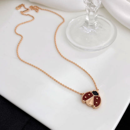 ˇGilded EraˇLUCKY  CARNELIANS LADYBUG NECKLACE