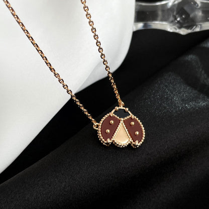 ˇGilded EraˇLUCKY  CARNELIANS LADYBUG NECKLACE
