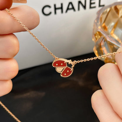 ˇGilded EraˇLUCKY  CARNELIANS LADYBUG NECKLACE
