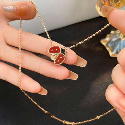ˇGilded EraˇLUCKY  CARNELIANS LADYBUG NECKLACE