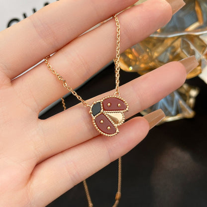 ˇGilded EraˇLUCKY  CARNELIANS LADYBUG NECKLACE