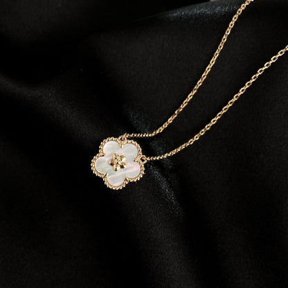 ˇGilded EraˇLUCKY  WHITE MOP  PLUM BLOSSOM NECKLACE