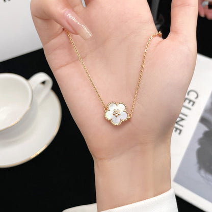 ˇGilded EraˇLUCKY  WHITE MOP  PLUM BLOSSOM NECKLACE